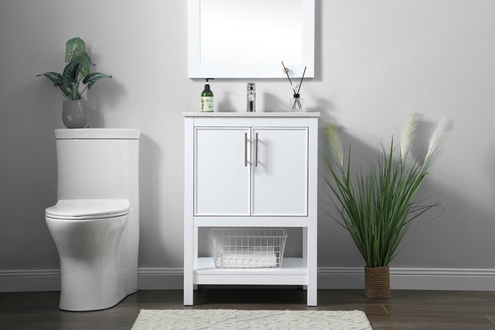 Elegant Furniture & Lighting - Everett 24 Inch SIngle Bathroom Vanity In White - VF26624WH veiw 2