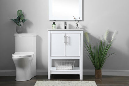 Elegant Furniture & Lighting - Everett 24 Inch SIngle Bathroom Vanity In White - VF26624WH veiw 2