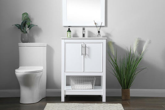 Elegant Furniture & Lighting - Everett 24 Inch SIngle Bathroom Vanity In White - VF26624WH veiw 2