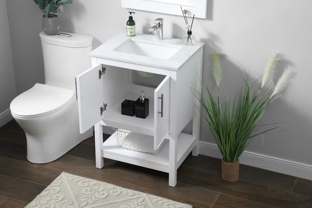 Elegant Furniture & Lighting - Everett 24 Inch SIngle Bathroom Vanity In White - VF26624WH veiw 4