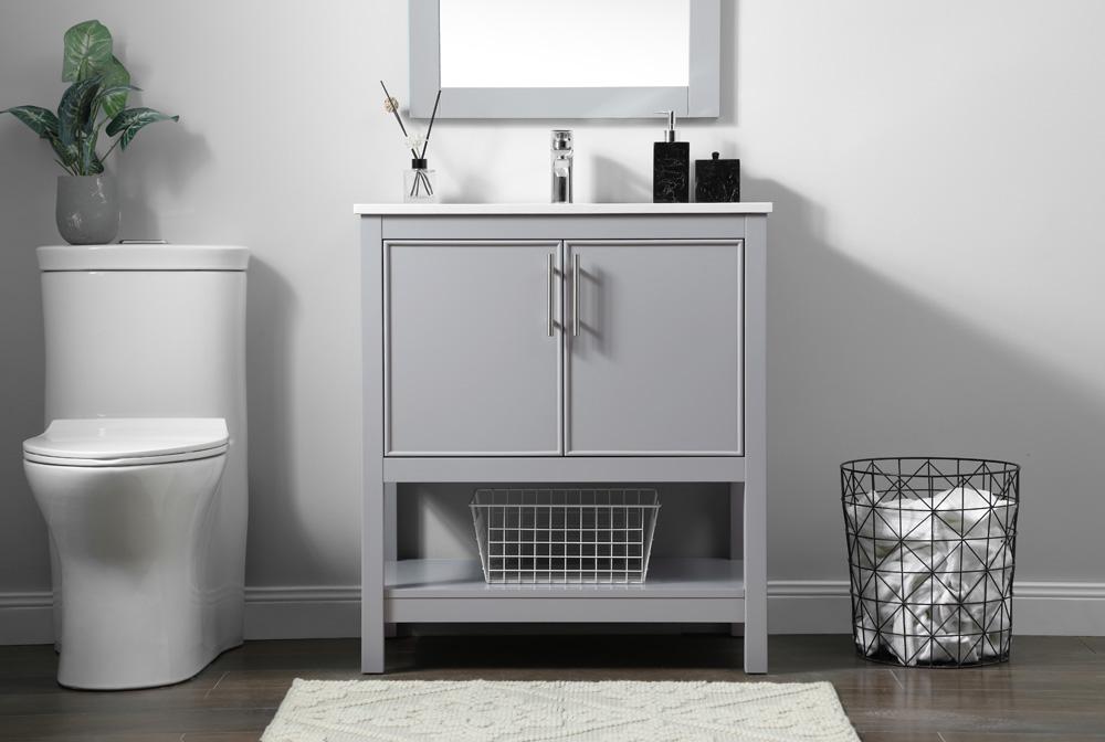 Elegant Furniture & Lighting - Everett 30 Inch SIngle Bathroom Vanity In Grey - VF26630GR veiw 2