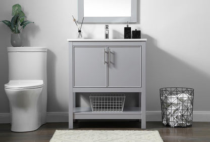 Elegant Furniture & Lighting - Everett 30 Inch SIngle Bathroom Vanity In Grey - VF26630GR veiw 2