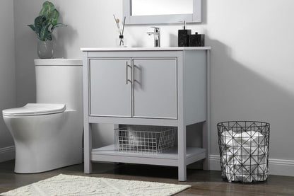 Elegant Furniture & Lighting - Everett 30 Inch SIngle Bathroom Vanity In Grey - VF26630GR veiw 3