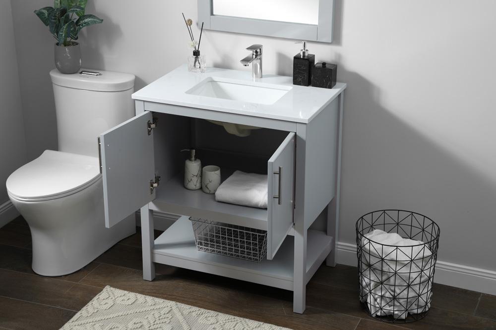 Elegant Furniture & Lighting - Everett 30 Inch SIngle Bathroom Vanity In Grey - VF26630GR veiw 4