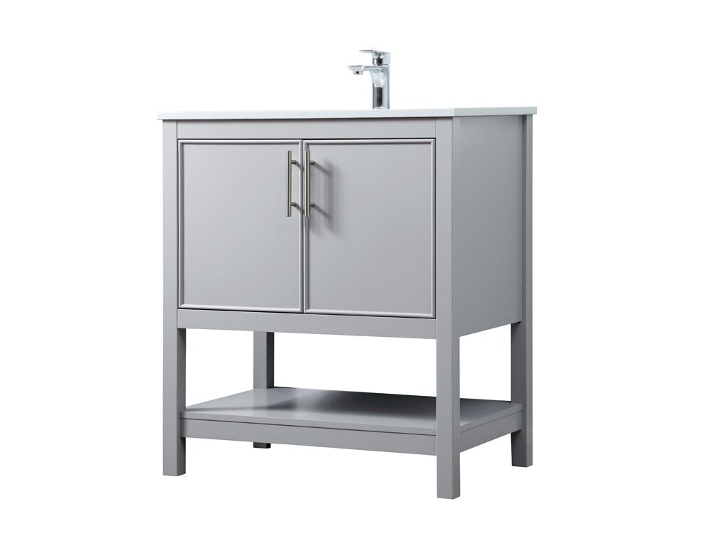 Elegant Furniture & Lighting - Everett 30 Inch SIngle Bathroom Vanity In Grey - VF26630GR veiw 8