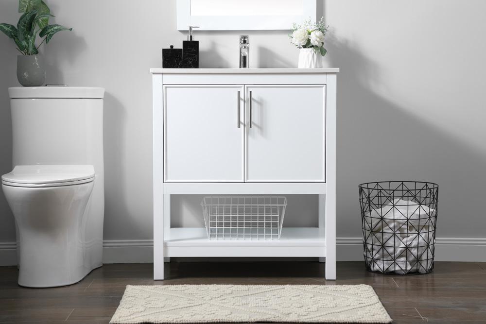 Elegant Furniture & Lighting - Everett 30 Inch SIngle Bathroom Vanity In White - VF26630WH veiw 2