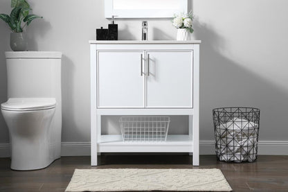 Elegant Furniture & Lighting - Everett 30 Inch SIngle Bathroom Vanity In White - VF26630WH veiw 2