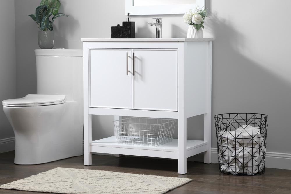 Elegant Furniture & Lighting - Everett 30 Inch SIngle Bathroom Vanity In White - VF26630WH veiw 3