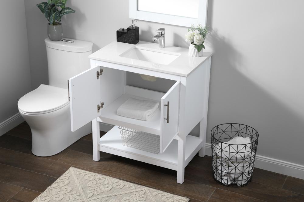 Elegant Furniture & Lighting - Everett 30 Inch SIngle Bathroom Vanity In White - VF26630WH veiw 4