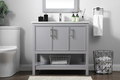 Elegant Furniture & Lighting - Everett 36 Inch SIngle Bathroom Vanity In Grey - VF26636GR veiw 2