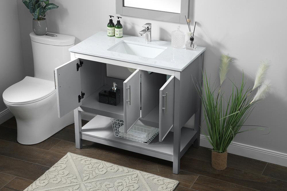 Elegant Furniture & Lighting - Everett 36 Inch SIngle Bathroom Vanity In Grey - VF26636GR veiw 4