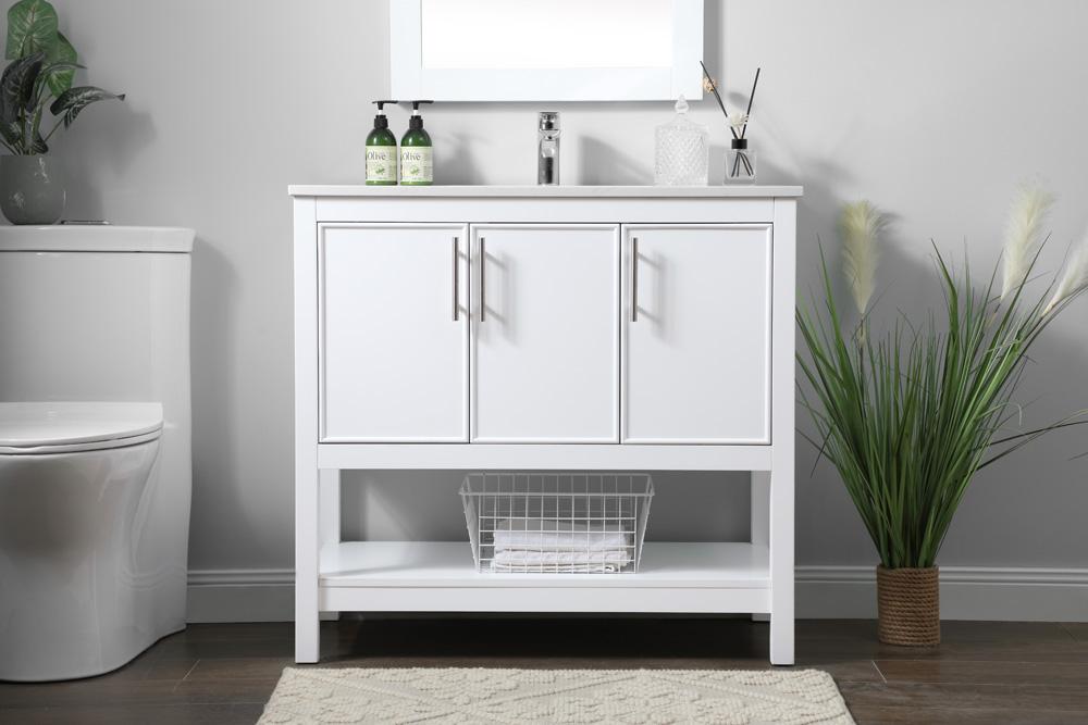 Elegant Furniture & Lighting - Everett 36 Inch SIngle Bathroom Vanity In White - VF26636WH veiw 2