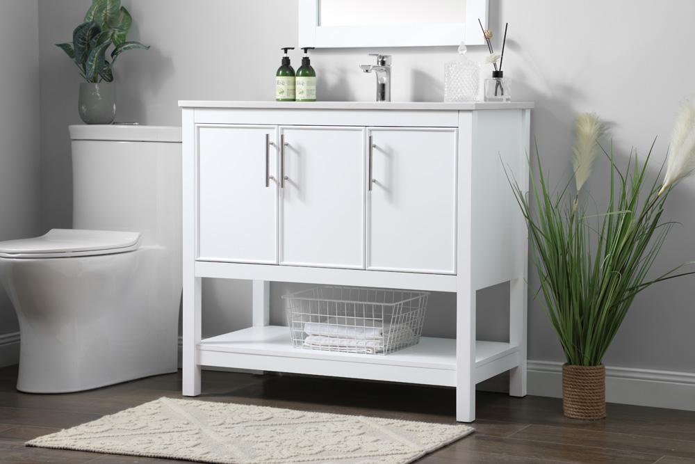 Elegant Furniture & Lighting - Everett 36 Inch SIngle Bathroom Vanity In White - VF26636WH veiw 3