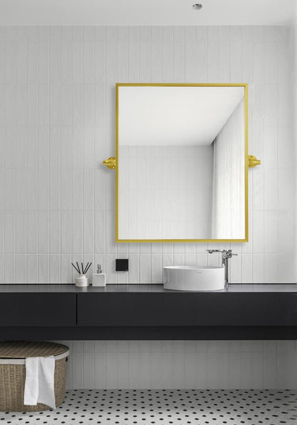 Elegant Furniture & Lighting - Everly Rectangle pivot mirror 24x20 inch in gold - MR6E2024GD veiw 2