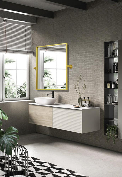 Elegant Furniture & Lighting - Everly Rectangle pivot mirror 24x20 inch in gold - MR6E2024GD veiw 3