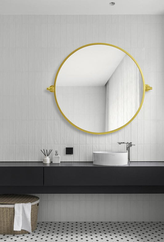 Elegant Furniture & Lighting - Everly Round pivot mirror 24 inch in gold - MR6B24GD veiw 2