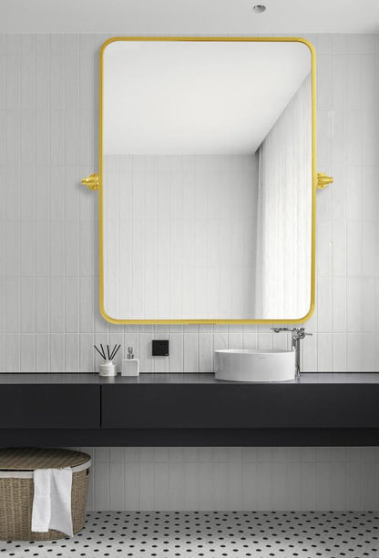 Elegant Furniture & Lighting - Everly Soft corner pivot mirror 24x32 inch in gold - MR6A2432GD veiw 2