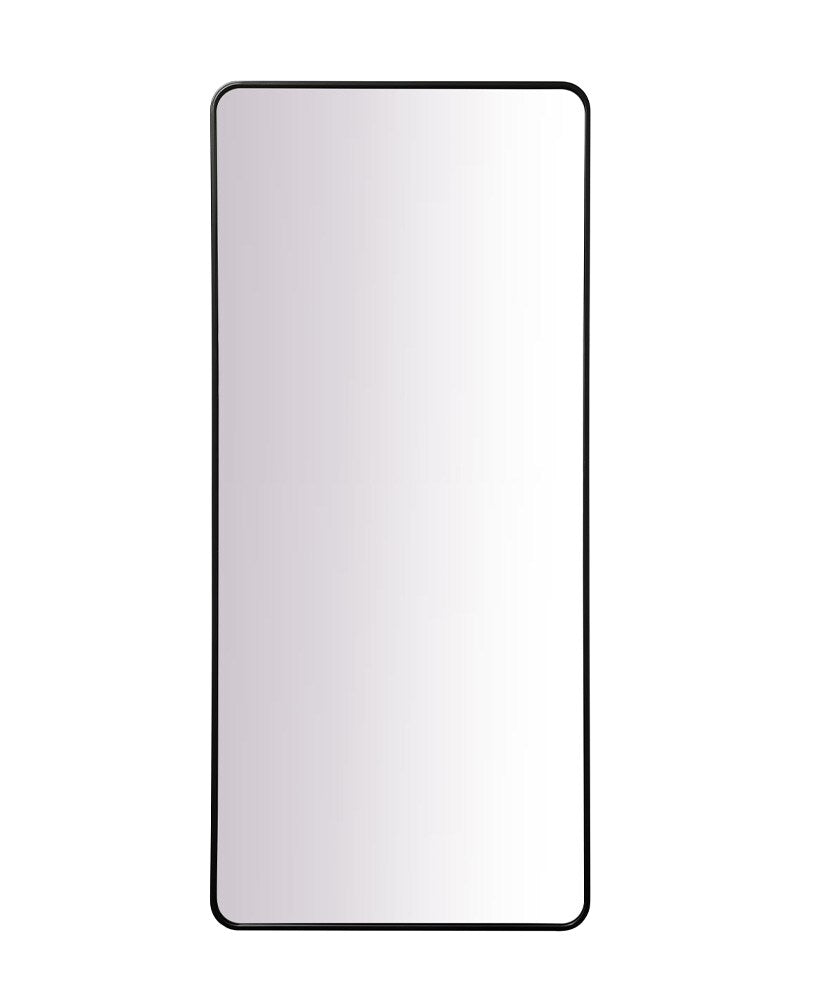 Elegant Furniture & Lighting - Evermore Soft Corner Metal Rectangle Mirror 32x72 Inch in Black - MR803272BK veiw 1