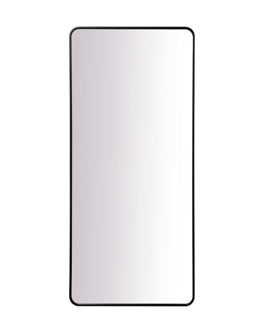 Elegant Furniture & Lighting - Evermore Soft Corner Metal Rectangle Mirror 32x72 Inch in Black - MR803272BK veiw 1