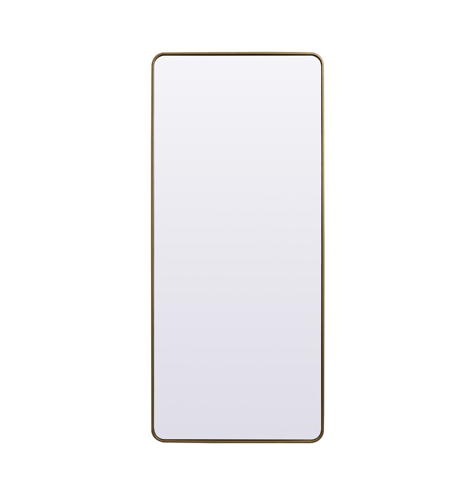 Elegant Furniture & Lighting - Evermore Soft Corner Metal Rectangle Mirror 32x72 Inch in Brass - MR803272BR veiw 1