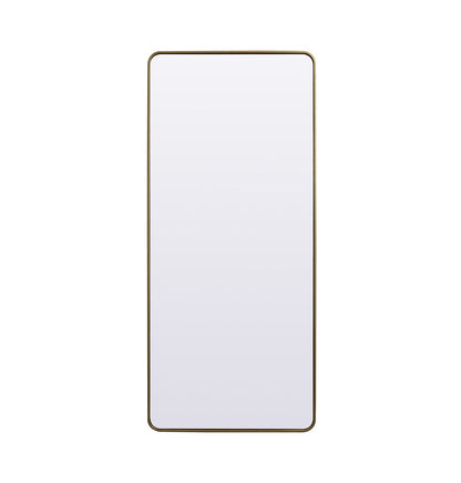 Elegant Furniture & Lighting - Evermore Soft Corner Metal Rectangle Mirror 32x72 Inch in Brass - MR803272BR veiw 1
