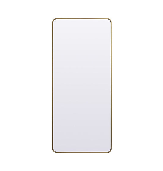 Elegant Furniture & Lighting - Evermore Soft Corner Metal Rectangle Mirror 32x72 Inch in Brass - MR803272BR veiw 1