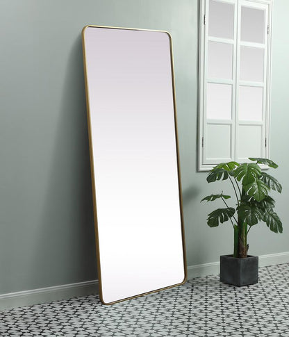 Elegant Furniture & Lighting - Evermore Soft Corner Metal Rectangle Mirror 32x72 Inch in Brass - MR803272BR veiw 4
