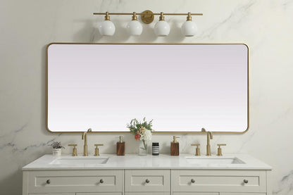 Elegant Furniture & Lighting - Evermore Soft Corner Metal Rectangle Mirror 32x72 Inch in Brass - MR803272BR veiw 6