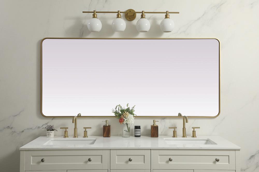 Elegant Furniture & Lighting - Evermore Soft Corner Metal Rectangle Mirror 32x72 Inch in Brass - MR803272BR veiw 7