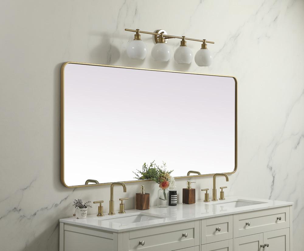 Elegant Furniture & Lighting - Evermore Soft Corner Metal Rectangle Mirror 32x72 Inch in Brass - MR803272BR veiw 9