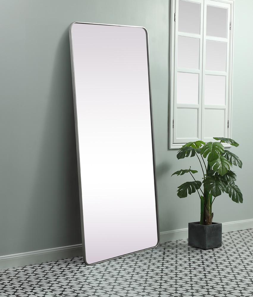 Elegant Furniture & Lighting - Evermore Soft Corner Metal Rectangle Mirror 32x72 Inch in Silver - MR803272S veiw 3