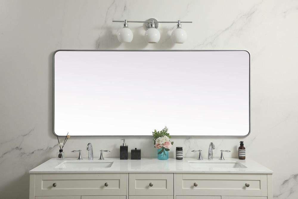 Elegant Furniture & Lighting - Evermore Soft Corner Metal Rectangle Mirror 32x72 Inch in Silver - MR803272S veiw 4