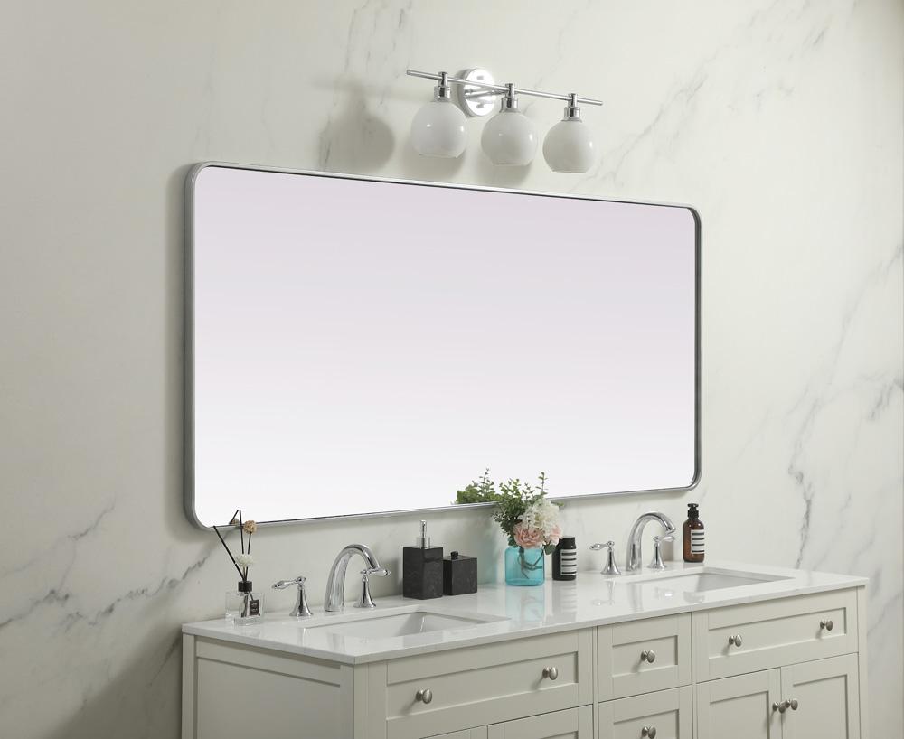 Elegant Furniture & Lighting - Evermore Soft Corner Metal Rectangle Mirror 32x72 Inch in Silver - MR803272S veiw 5