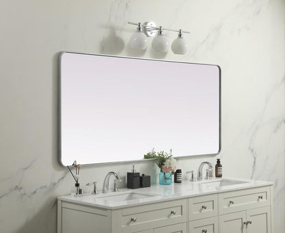 Elegant Furniture & Lighting - Evermore Soft Corner Metal Rectangle Mirror 32x72 Inch in Silver - MR803272S veiw 5