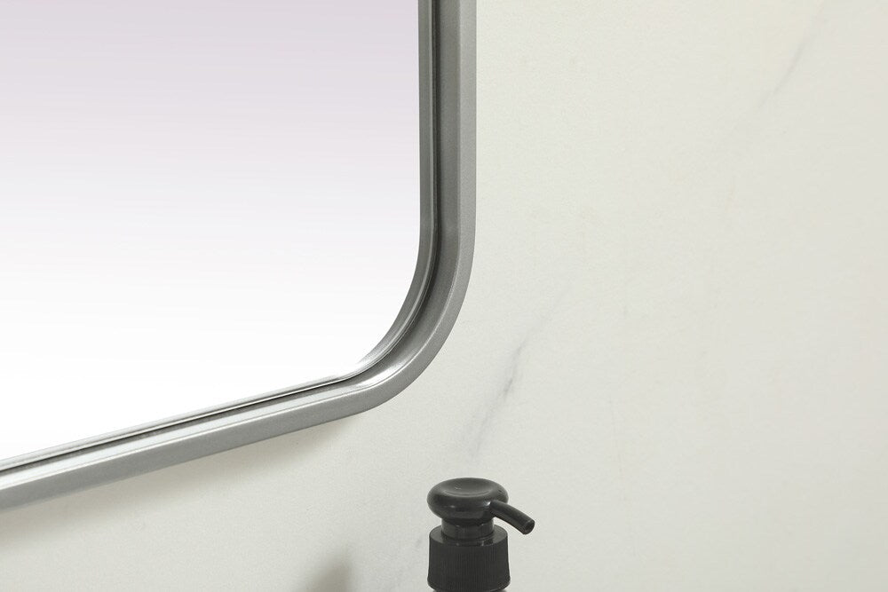Elegant Furniture & Lighting - Evermore Soft Corner Metal Rectangle Mirror 32x72 Inch in Silver - MR803272S veiw 7