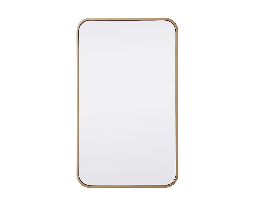 Elegant Furniture & Lighting - Evermore Soft corner metal rectangular mirror 18x30 inch in Brass - MR801830BR veiw 1