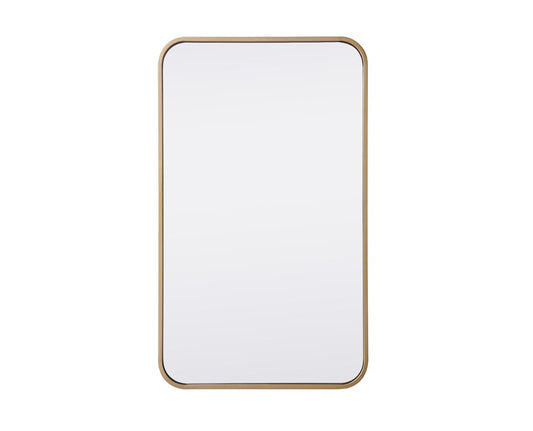 Elegant Furniture & Lighting - Evermore Soft corner metal rectangular mirror 18x30 inch in Brass - MR801830BR veiw 1