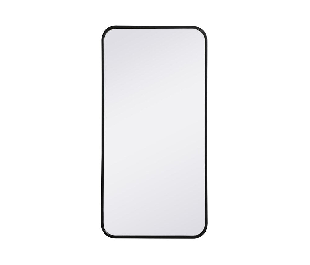 Elegant Furniture & Lighting - Evermore Soft corner metal rectangular mirror 18x36 inch in Black - MR801836BK veiw 1