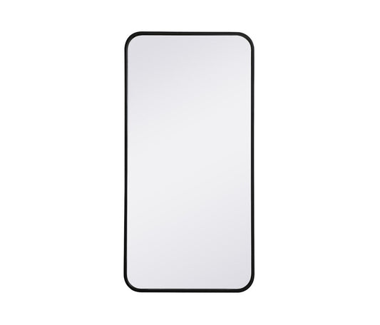 Elegant Furniture & Lighting - Evermore Soft corner metal rectangular mirror 18x36 inch in Black - MR801836BK veiw 1