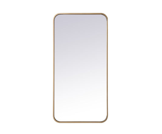 Elegant Furniture & Lighting - Evermore Soft corner metal rectangular mirror 18x36 inch in Brass - MR801836BR veiw 1