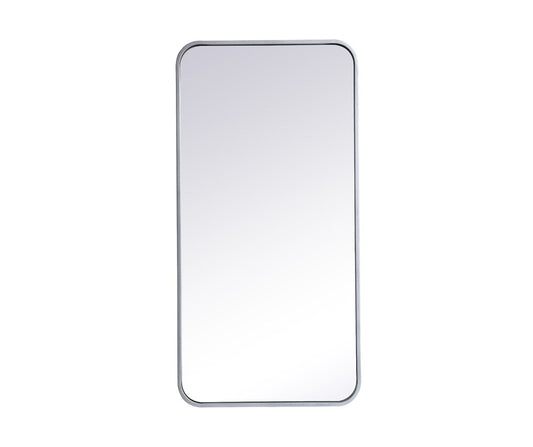 Elegant Furniture & Lighting - Evermore Soft corner metal rectangular mirror 18x36 inch in Silver - MR801836S veiw 1