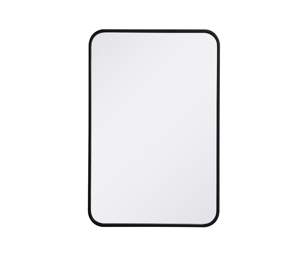Elegant Furniture & Lighting - Evermore Soft corner metal rectangular mirror 20x30 inch in Black - MR802030BK veiw 1