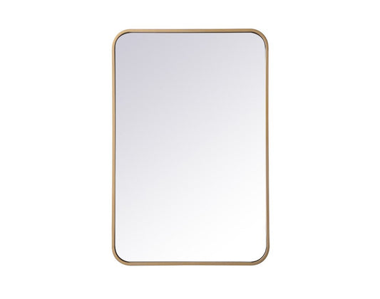 Elegant Furniture & Lighting - Evermore Soft corner metal rectangular mirror 20x30 inch in Brass - MR802030BR veiw 1