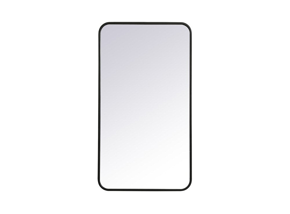 Elegant Furniture & Lighting - Evermore Soft corner metal rectangular mirror 20x36 inch in Black - MR802036BK veiw 1