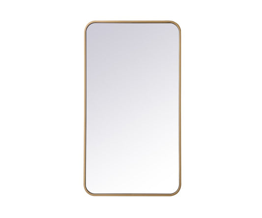 Elegant Furniture & Lighting - Evermore Soft corner metal rectangular mirror 20x36 inch in Brass - MR802036BR veiw 1