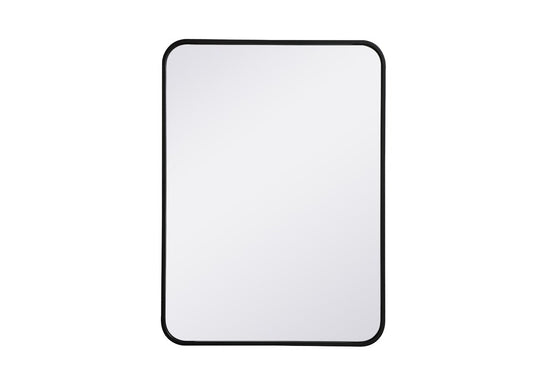 Elegant Furniture & Lighting - Evermore Soft corner metal rectangular mirror 22x30 inch in Black - MR802230BK veiw 1