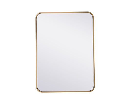 Elegant Furniture & Lighting - Evermore Soft corner metal rectangular mirror 22x30 inch in Brass - MR802230BR veiw 1