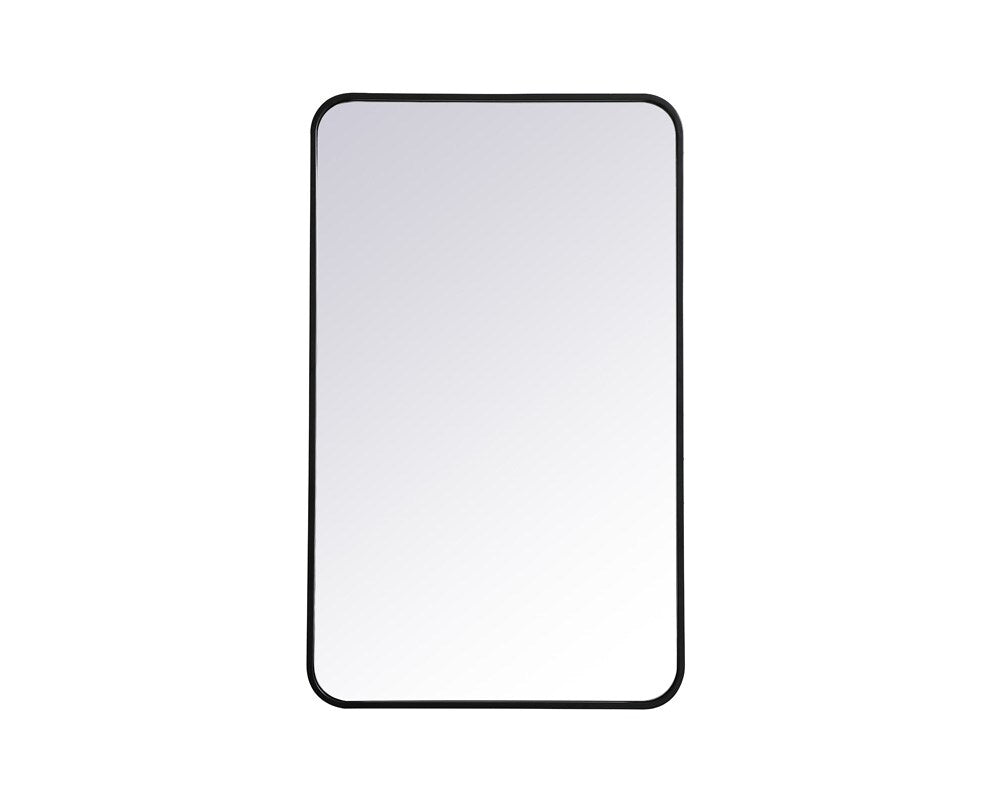 Elegant Furniture & Lighting - Evermore Soft corner metal rectangular mirror 22x36 inch in Black - MR802236BK veiw 1