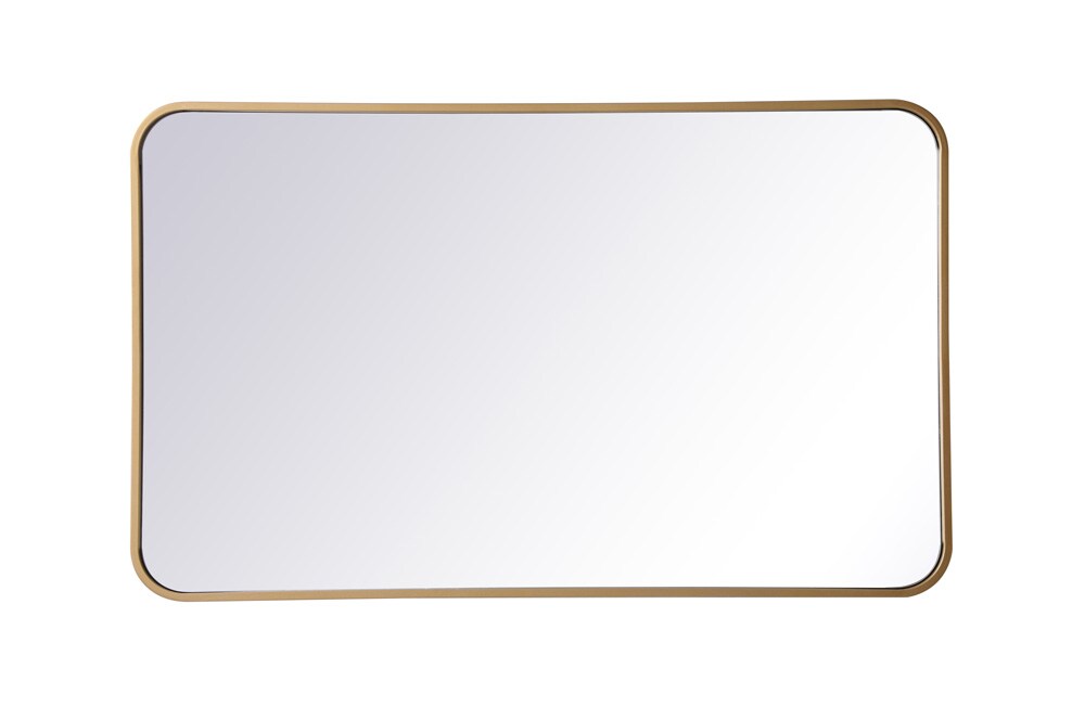 Elegant Furniture & Lighting - Evermore Soft corner metal rectangular mirror 22x36 inch in Brass - MR802236BR veiw 1