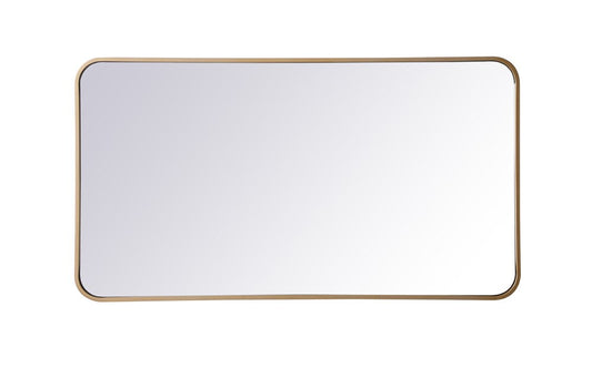 Elegant Furniture & Lighting - Evermore Soft corner metal rectangular mirror 22x40 inch in Brass - MR802240BR veiw 1